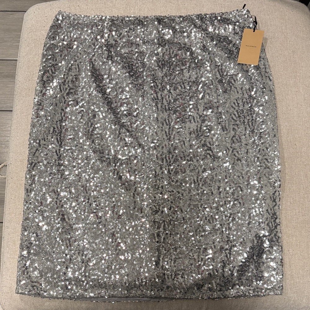 HALOGEN Silver Pencil Skirt